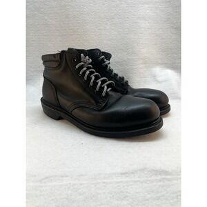 Black Leather Combat Boots Steel Toe Vulcan Sole ANSI Z41-1998/76 Men's 10 R